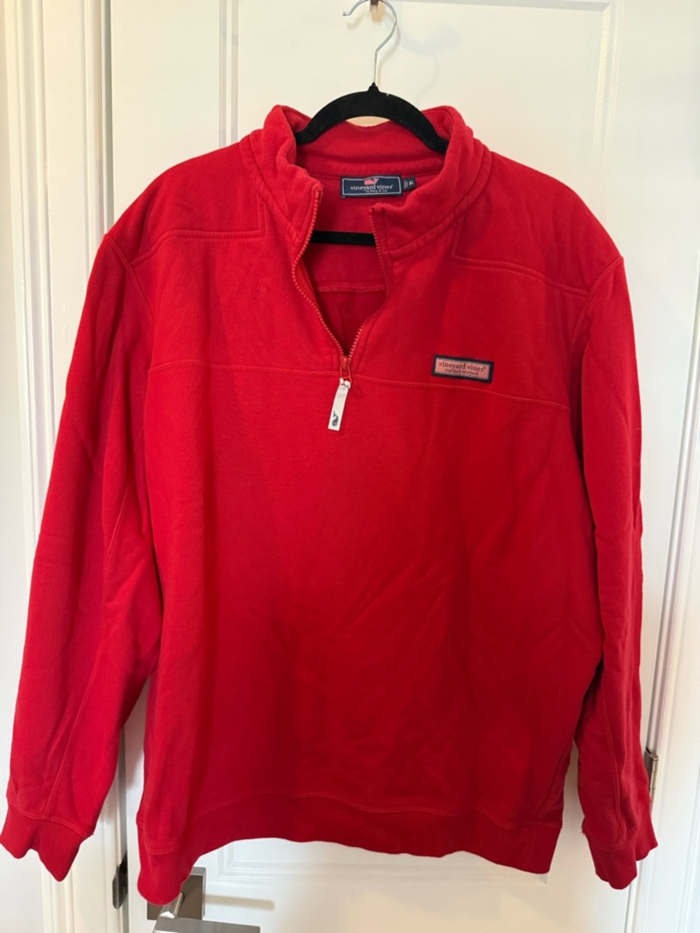 Vineyard Vines Shep Shirt Bright Red Quarter-Zip Sweatshirt